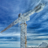 Crane on the Zugspitze mountain, Germany